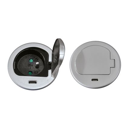 Aljzatoszlop asztalokhoz 1x230V + USB-C Power Delivery ezüst/fekete