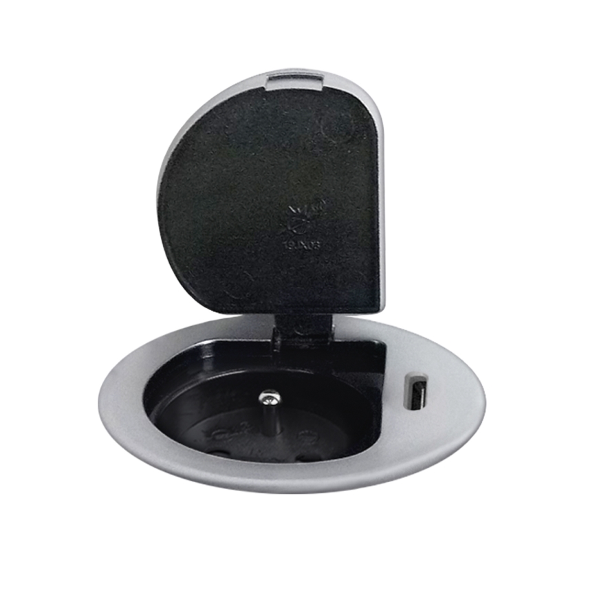 Aljzatoszlop asztalokhoz 1x230V + USB-C Power Delivery ezüst/fekete