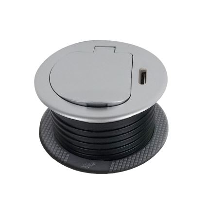 Aljzatoszlop asztalokhoz 1x230V + USB-C Power Delivery ezüst/fekete