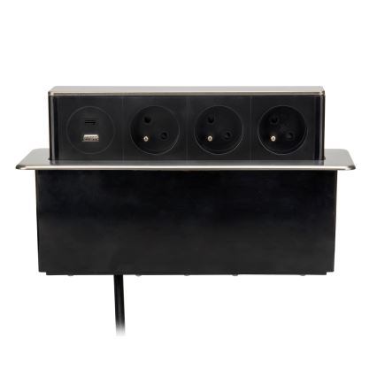 Asztallapra szerelhető konnektoroszlop 3x230V + USB-A + USB-C