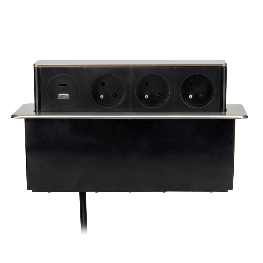 Asztallapra szerelhető konnektoroszlop 3x230V + USB-A + USB-C