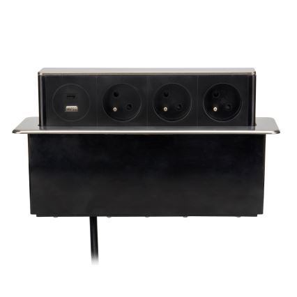 Aljzatoszlop asztalokhoz 3x230V + USB-A + USB-C