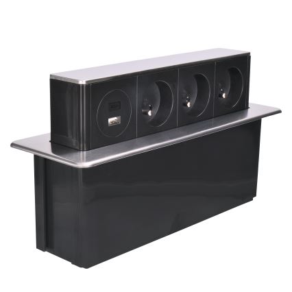 Aljzatoszlop asztalokhoz 3x230V + USB-A + USB-C