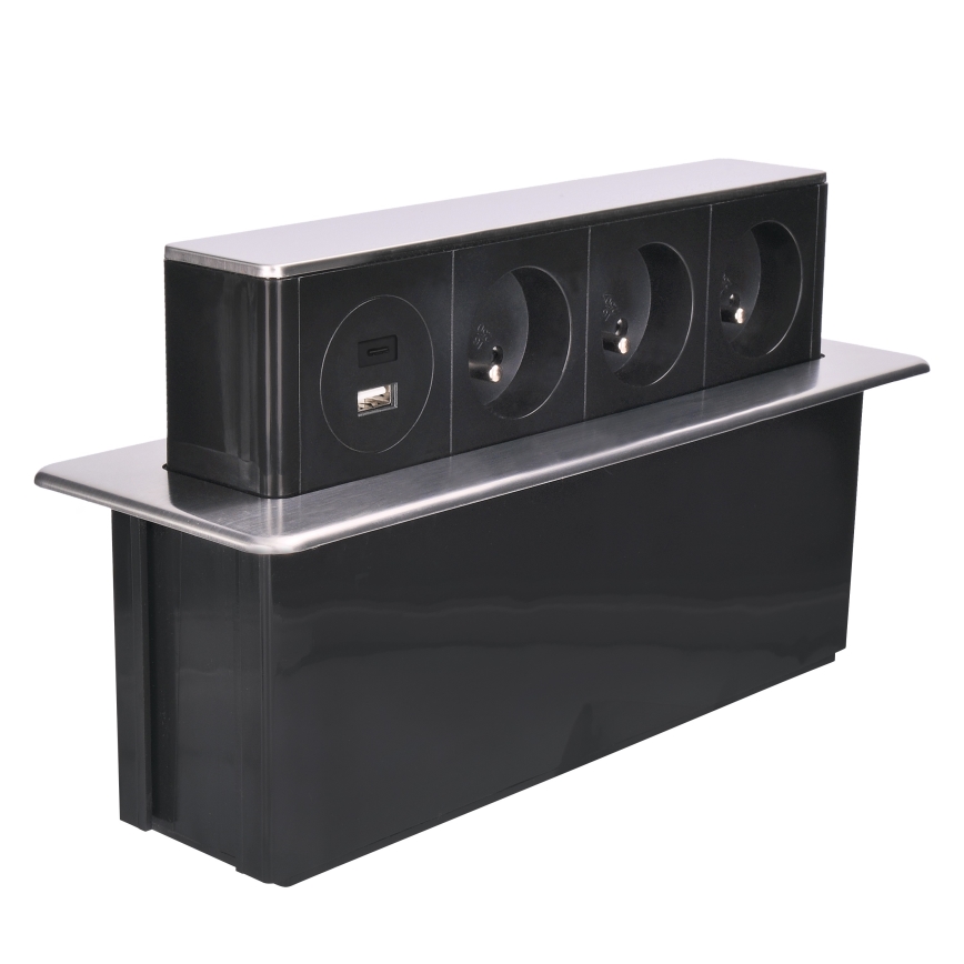 Aljzatoszlop asztalokhoz 3x230V + USB-A + USB-C