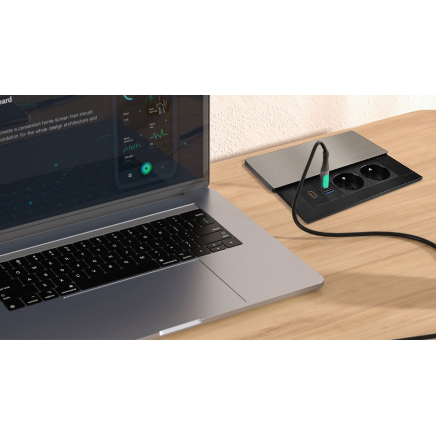 Beépíthető konnektor 20W, 2 aljzattal + USB-A + USB-C + HDMI