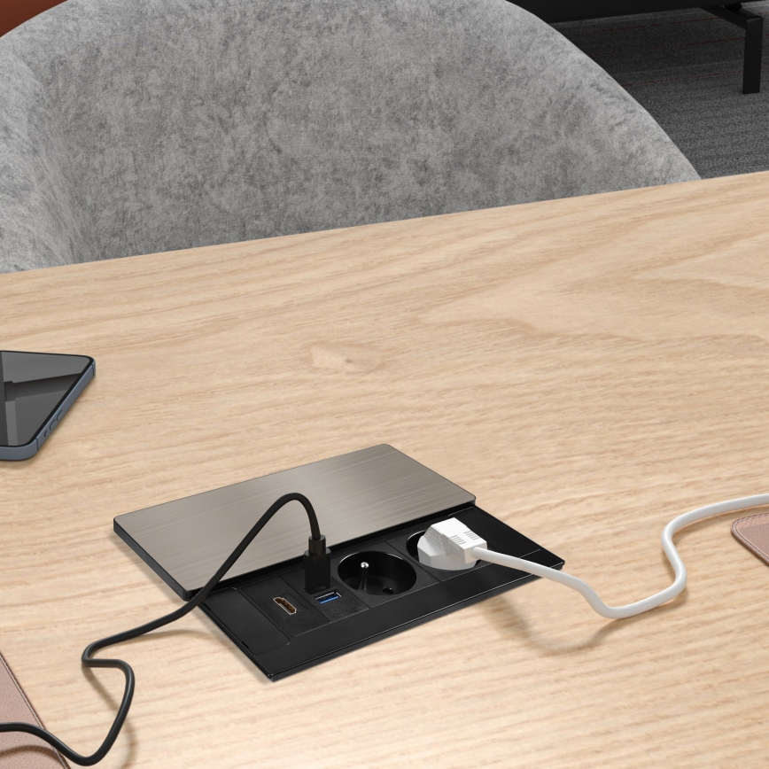 Beépíthető konnektor 20W, 2 aljzattal + USB-A + USB-C + HDMI