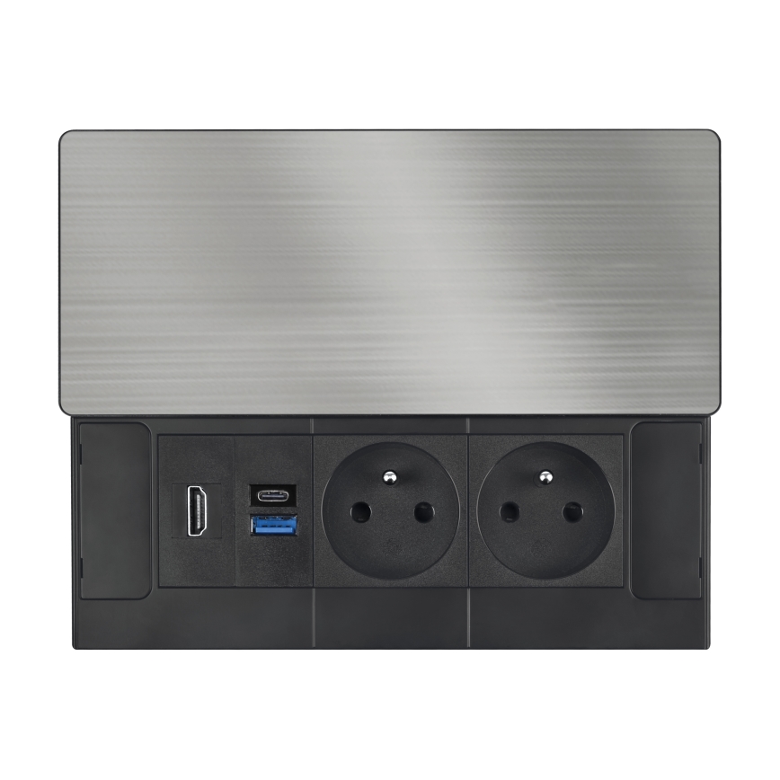Beépíthető konnektor 20W, 2 aljzattal + USB-A + USB-C + HDMI