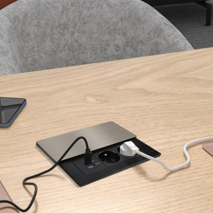 Beépíthető konnektor 65W, 2 aljzat + USB-A + USB-C