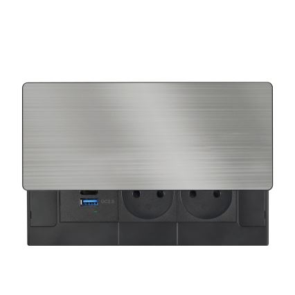 Beépíthető konnektor 65W, 2 aljzat + USB-A + USB-C