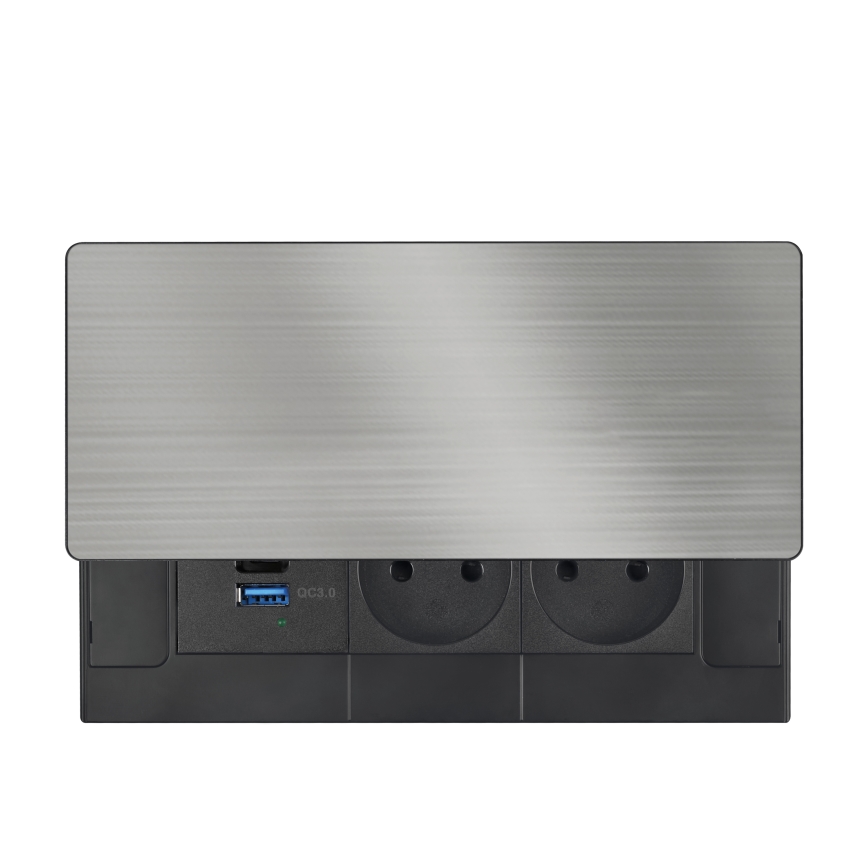 Beépíthető konnektor 65W, 2 aljzat + USB-A + USB-C