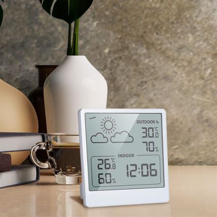 Digitális hőmérő 5V/2xAAA + 2xAAA fehér