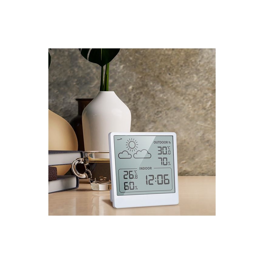 Digitális hőmérő 5V/2xAAA + 2xAAA fehér