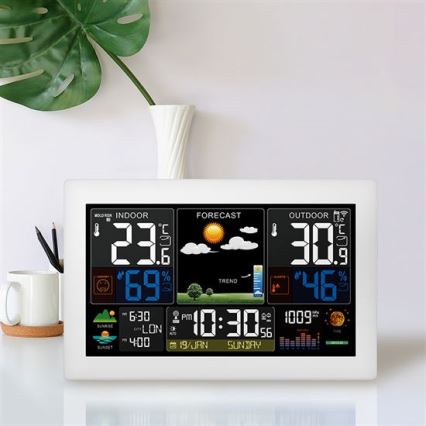 Színes LCD-kijelzős időjárásállomás 5V/2xAA + 2xAA