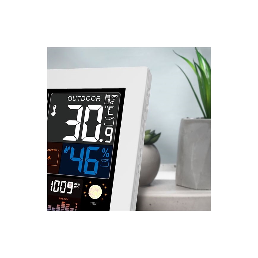 Színes LCD-kijelzős időjárásállomás 5V/2xAA + 2xAA