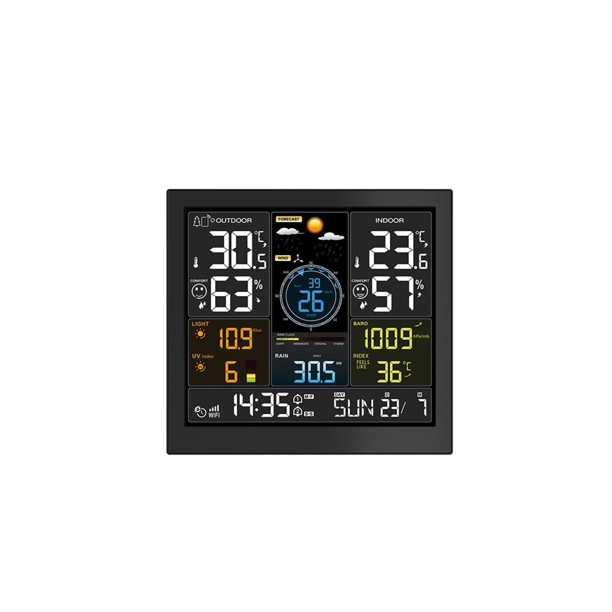 Professzionális időjárás-állomás LCD kijelzővel 5V/2xAA + 3xAAA Wi-Fi