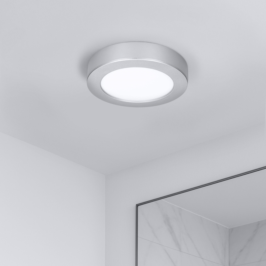 LED felületre szerelhető/beépíthető panel 2 az 1-ben LED/12W/230V 3000/4000/6000K átm. 17 cm IP54 ezüst