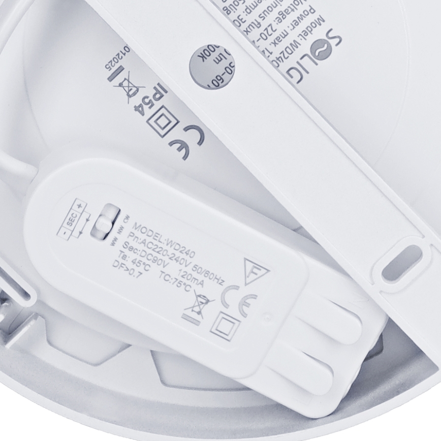 LED felületre szerelhető/beépíthető panel 2 az 1-ben LED/12W/230V 3000/4000/6000K átm. 17 cm IP54 ezüst