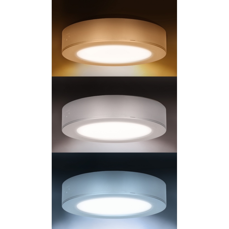 LED felületre szerelhető/beépíthető panel 2 az 1-ben LED/12W/230V 3000/4000/6000 K, átmérő 17 cm, IP54, fehér