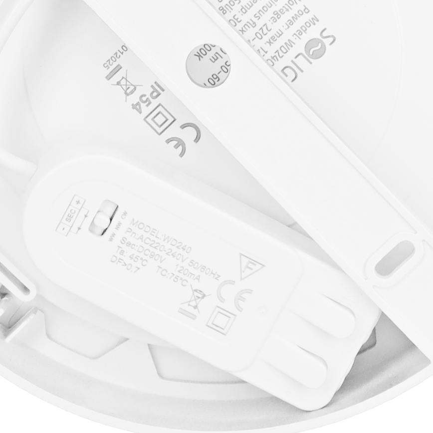 LED felületre szerelhető/beépíthető panel 2 az 1-ben LED/12W/230V 3000/4000/6000 K, átmérő 17 cm, IP54, fehér