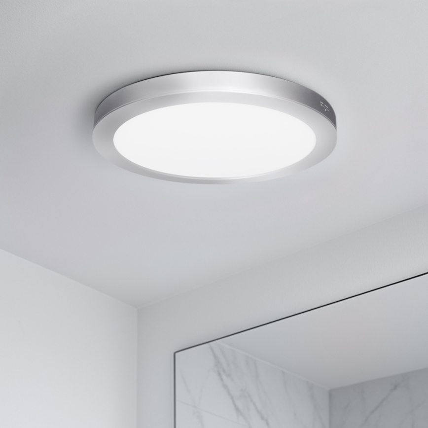 LED felületre szerelhető/süllyeszthető panel 2 az 1-ben 18W/230V 3000/4000/6000K átm. 22,5 cm IP54 ezüst