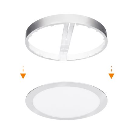 LED felületre szerelhető/süllyeszthető panel 2 az 1-ben 18W/230V 3000/4000/6000K átm. 22,5 cm IP54 ezüst