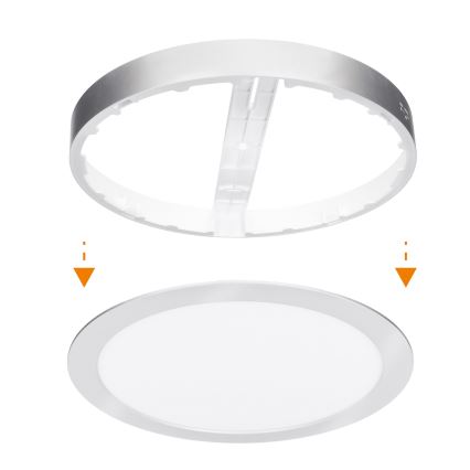 LED felületre szerelhető/süllyesztett panel 2 az 1-ben 24W/230V 3000/4000/6000K átm. 30 cm IP54 ezüst