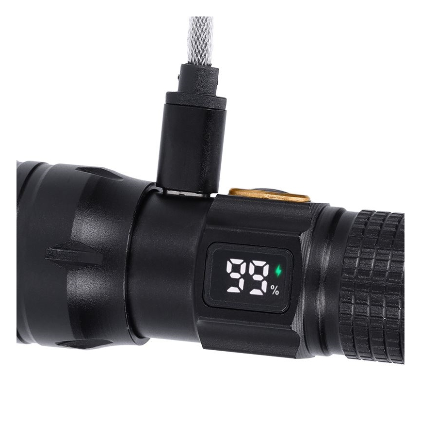 Újratölthető LED zseblámpa, 3,7 V, 1200 mAh