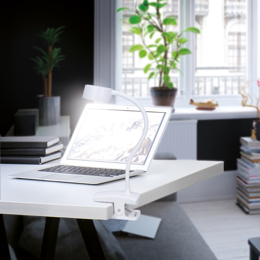 LED Dimmelhető flexibilis újratölthető asztali lámpa klipsszel LED/2W/1800 mAh 3000/4000/6500K fehér