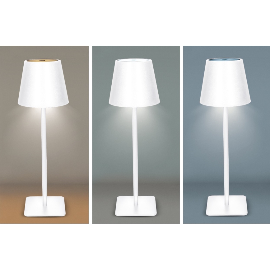 LUCCA LED dimmelhető, újratölthető, érintésvezérlésű asztali lámpa LED/3,7V 3000/4000/6500K 2000 mAh fehér