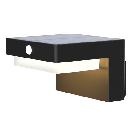 LED napelemes fali lámpa mozgás- és alkonyatérzékelővel PALERMO LED/5W/3,7V 2000 mAh IP54 fekete