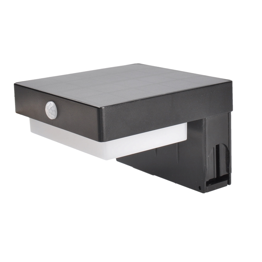 LED napelemes lámpa mozgás- és alkonyatérzékelővel PALERMO LED/5W/5V 2000 mAh IP54 fekete