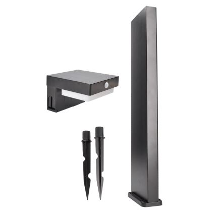 LED napelemes lámpa mozgás- és alkonyatérzékelővel PALERMO LED/5W/5V 2000 mAh IP54 fekete