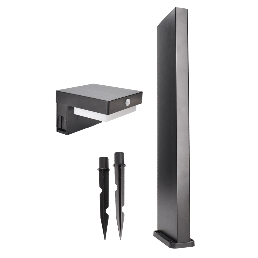 LED napelemes lámpa mozgás- és alkonyatérzékelővel PALERMO LED/5W/5V 2000 mAh IP54 fekete