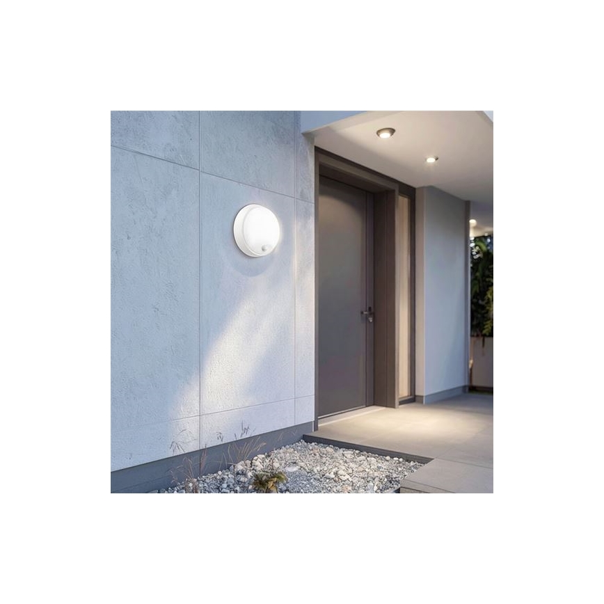 LED kültéri fali lámpa 2 az 1-ben érzékelővel, LED, 20 W, 230 V, állítható színhőmérséklet 3000/4000/6500 K, IP65, átmérő 22 cm