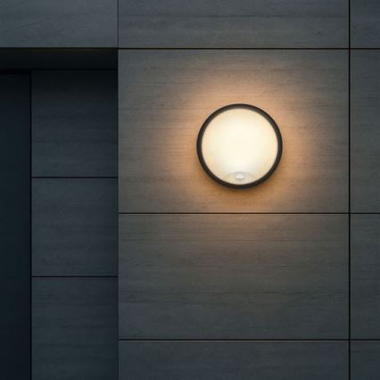 LED kültéri fali lámpa 2 az 1-ben érzékelővel, LED, 20 W, 230 V, állítható színhőmérséklet 3000/4000/6500 K, IP65, átmérő 22 cm