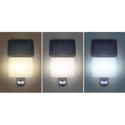 LED napelemes reflektor mozgásérzékelővel LED/11W/3,7V 4400mAh 3000K/4000K/6500K IP54