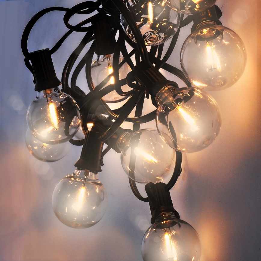 LED kültéri dekorációs fényfüzér GIRLANDA 25xE12 20m IP44 meleg fehér