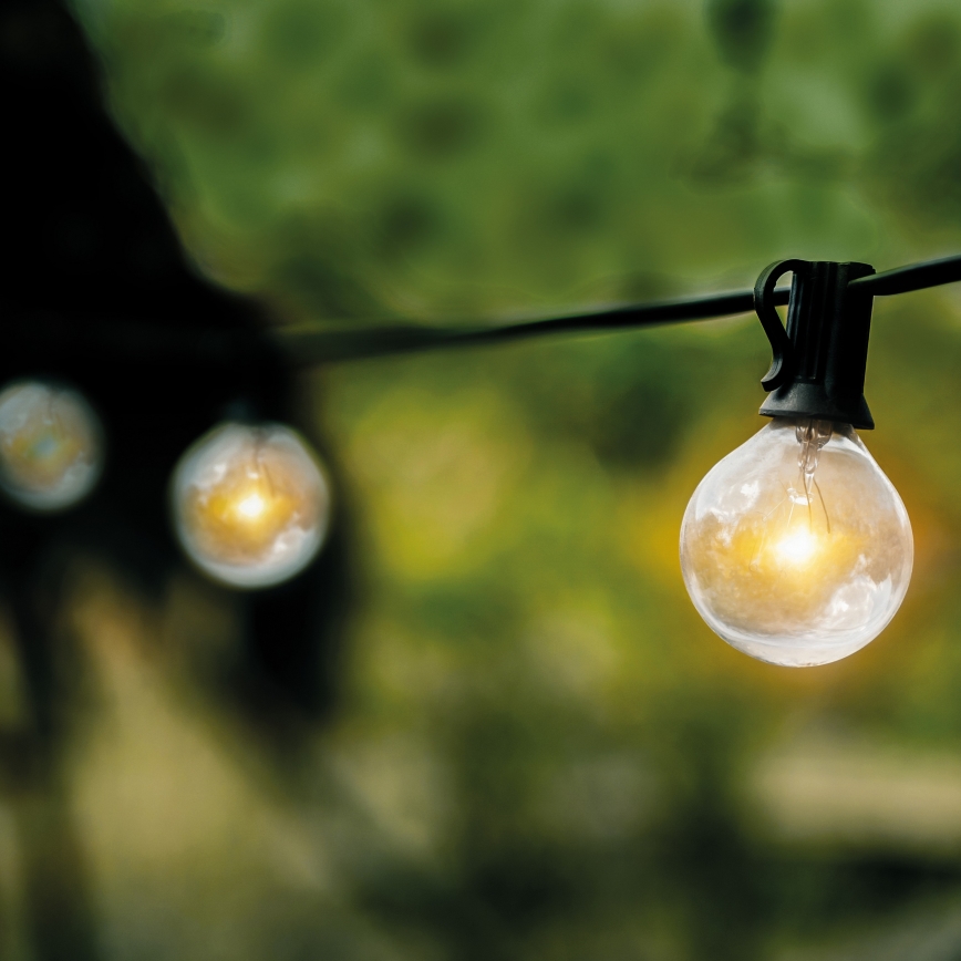 LED kültéri dekorációs fényfüzér GIRLANDA 25xE12 20m IP44 meleg fehér