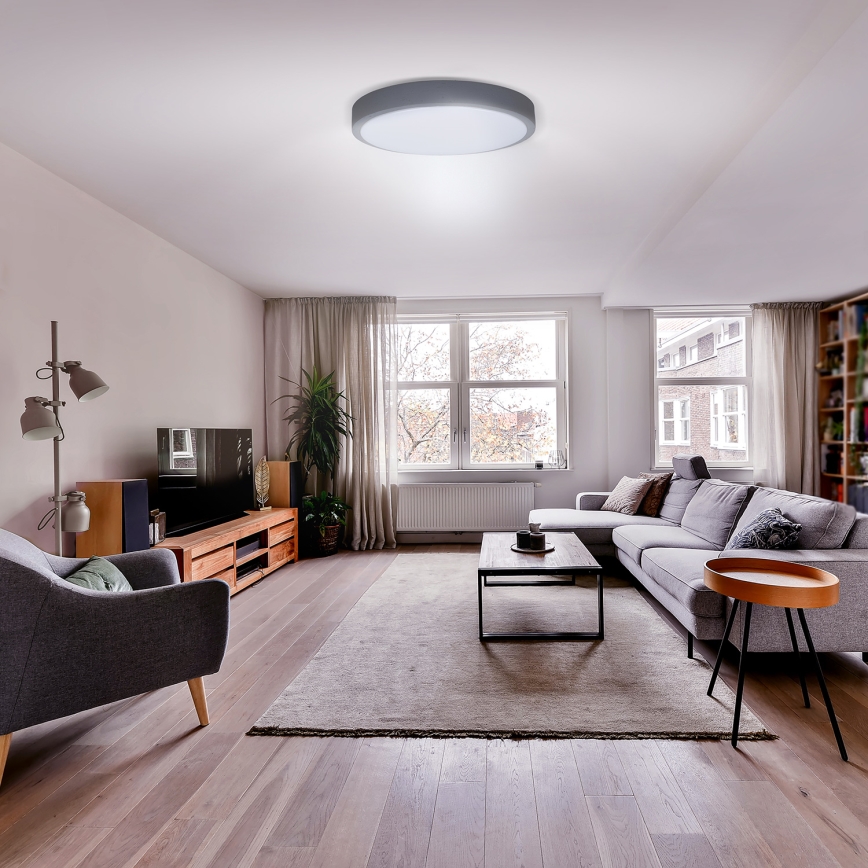 LED Dimmeres mennyezeti lámpa GREY LED/48W/230V 3000-6500K szürke átm. 38 cm + távirányító