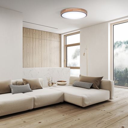 Dimmelhető LED mennyezeti lámpa IRON OAK LED/48W/230V 3000-6500K tölgy átm. 40 cm + távirányító