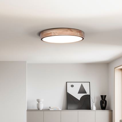 Dimmelhető LED mennyezeti lámpa IRON OAK LED/48W/230V 3000-6500K tölgy átm. 40 cm + távirányító