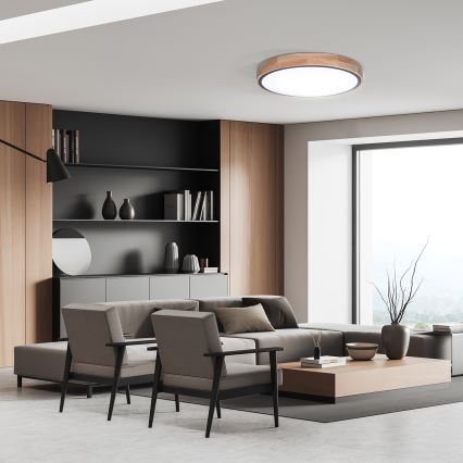 Dimmelhető LED mennyezeti lámpa IRON OAK LED/48W/230V 3000-6500K tölgy átm. 40 cm + távirányító
