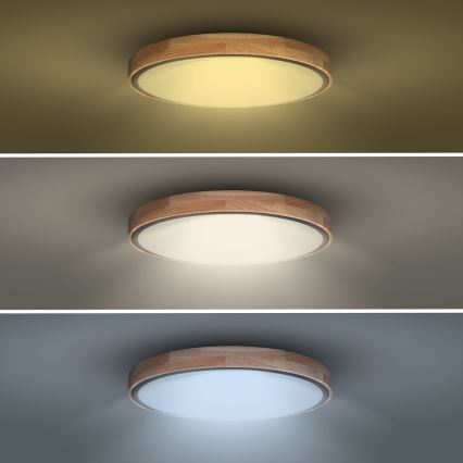 Dimmelhető LED mennyezeti lámpa IRON OAK LED/48W/230V 3000-6500K tölgy átm. 40 cm + távirányító