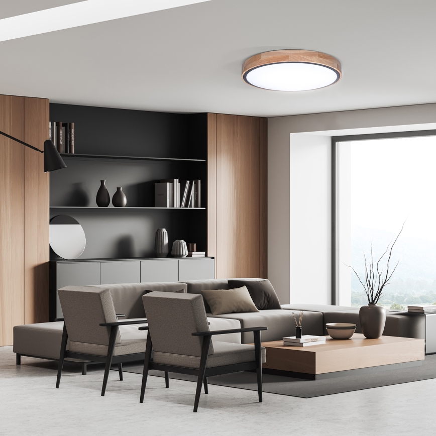 LED Dimmeres mennyezeti lámpa IRON OAK LED/48W/230V 3000-6500K tölgy átmérő 40 cm + távirányító