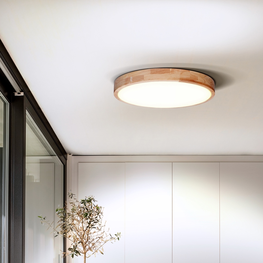 LED Dimmeres mennyezeti lámpa SOLID OAK LED/48W/230V 3000-6500K tölgy átmérő 39 cm + távirányító