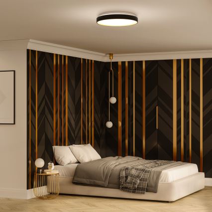 LED Dimmelhető mennyezeti lámpa CALA LED/48W/230V 3000-6500K fekete/arany + távirányítás