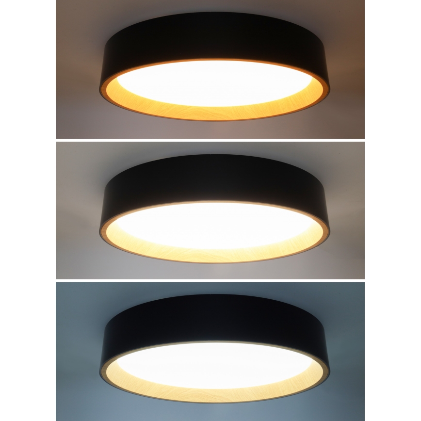 LED Dimmelhető mennyezeti lámpa LARIOS LED/48W/230V 3000-6500K átm. 39 cm fekete + távirányítás