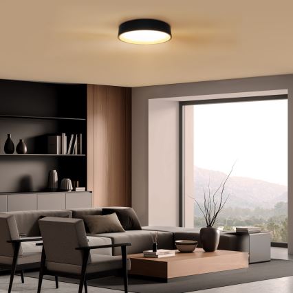 LED Dimmelhető mennyezeti lámpa LARIOS LED/48W/230V 3000-6500K átm. 39 cm fekete + távirányítás