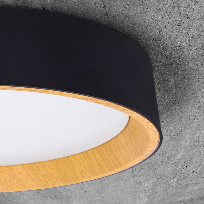 LED Dimmelhető mennyezeti lámpa LARIOS LED/48W/230V 3000-6500K átm. 39 cm fekete + távirányítás