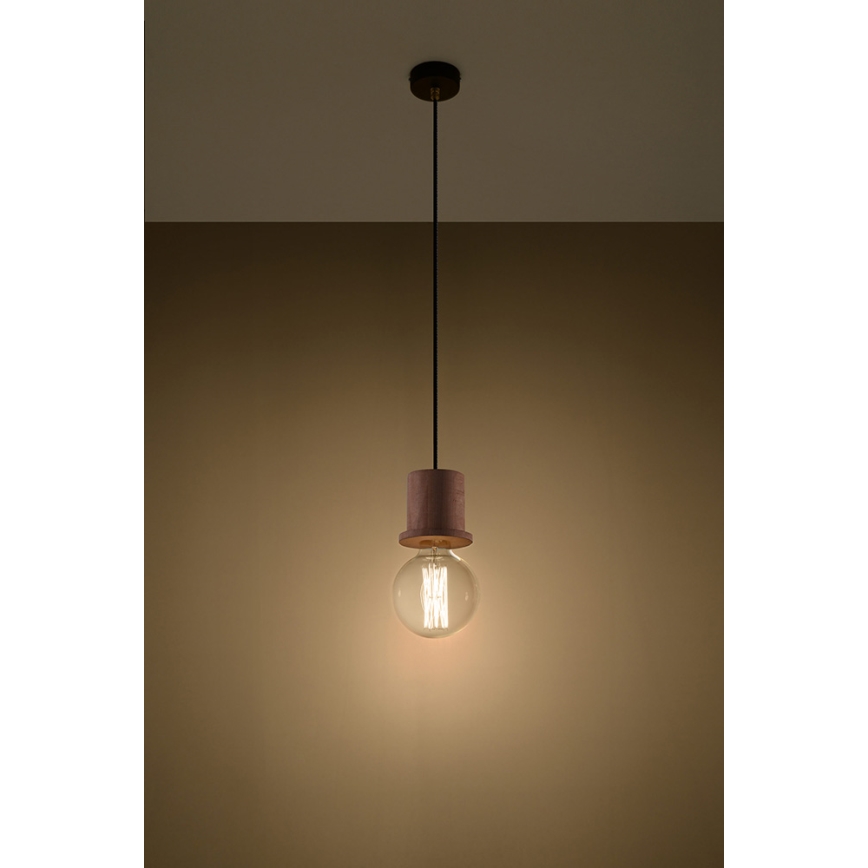 Csillár zsinóron MILO 1xE27/60W/230V bükkfa